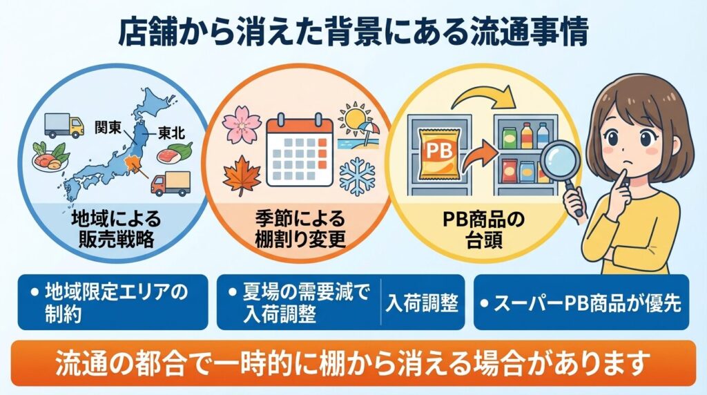 店舗から消えた背景にある流通事情（棚替え・地域差・PB商品の影響）