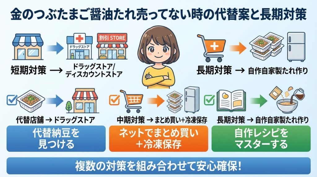 金のつぶたまご醤油たれ売ってない時の代替案と長期対策