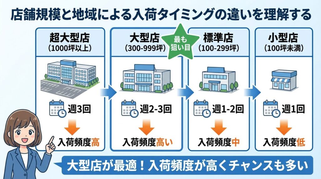 店舗規模と地域による入荷タイミングの違いを理解する