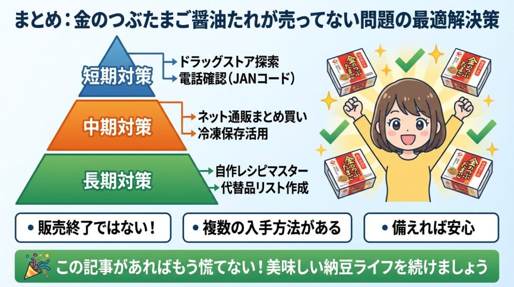 まとめ：金のつぶたまご醤油たれが売ってない問題の最適解決策